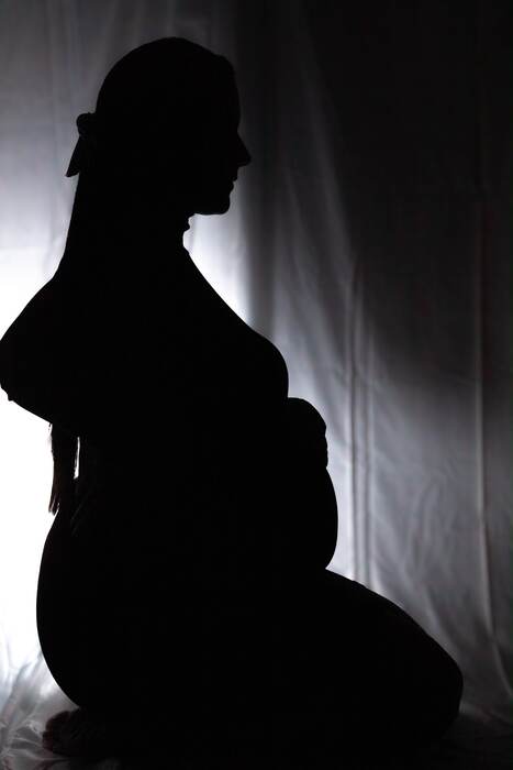 Sesión de maternidad — silueta artística